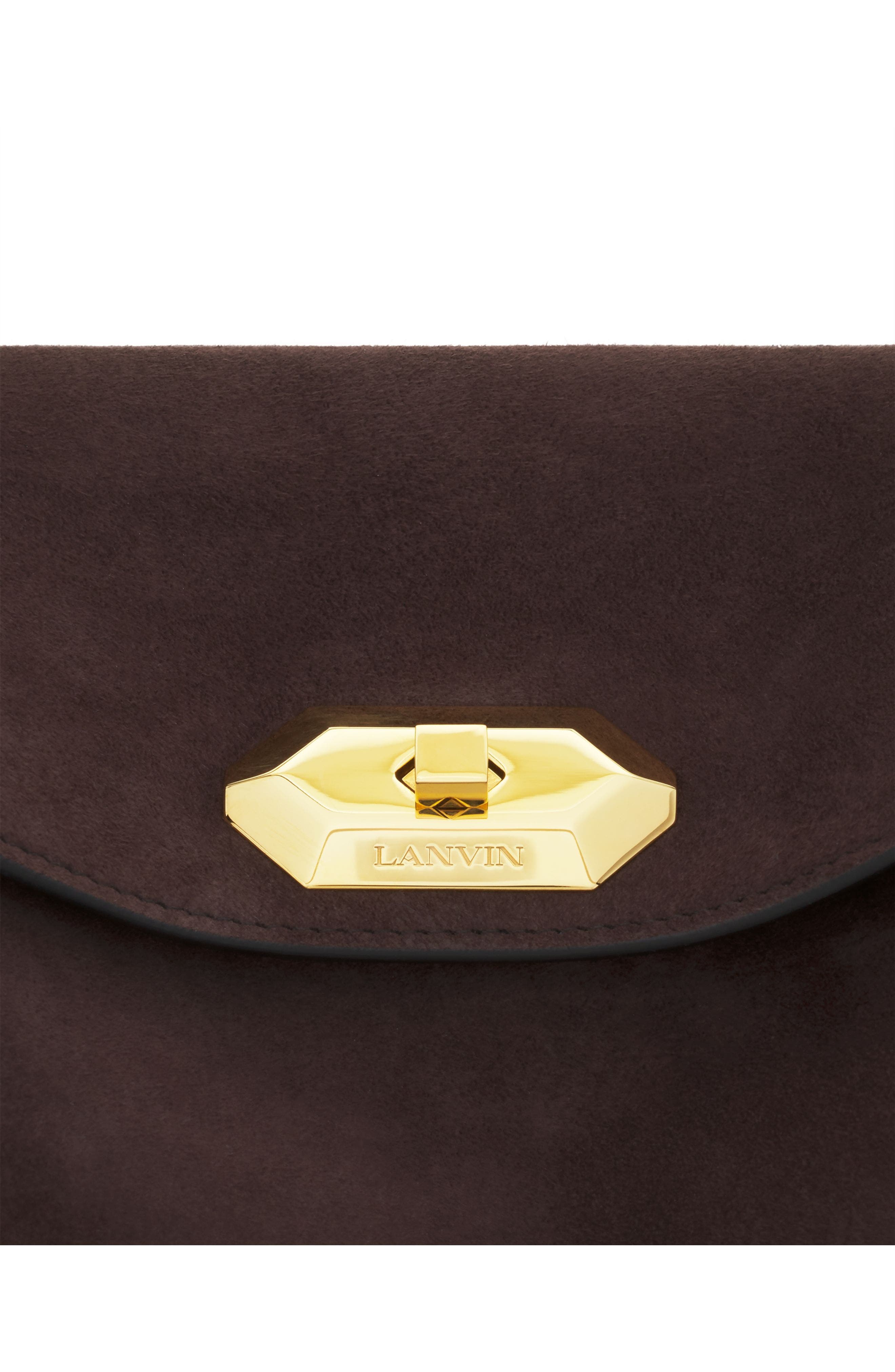 Lanvin Compagnon Asymmetrical Bag In Suede, Alternate, color, Dark Mocha