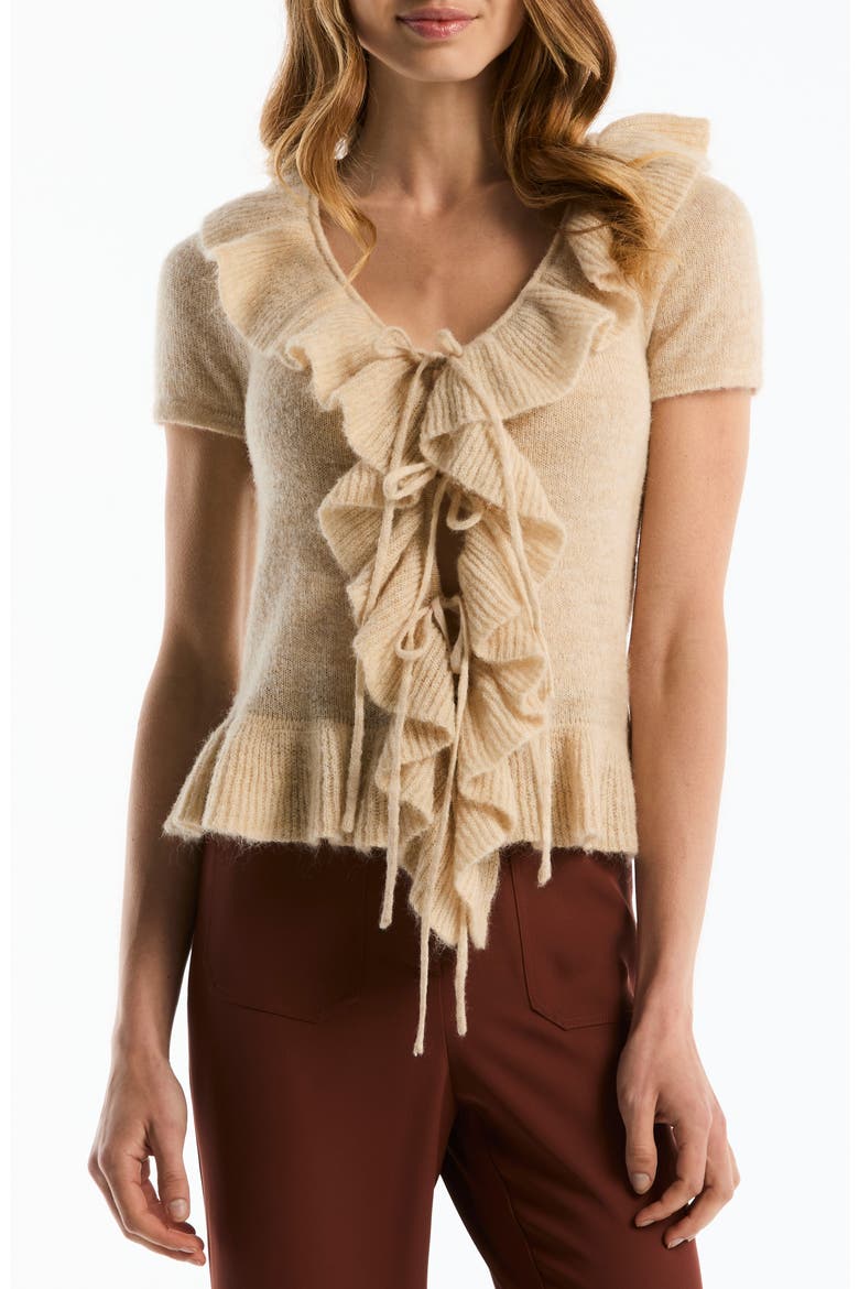 Ruffle Peplum Sweater, Main, color, SWAN HEATHER
