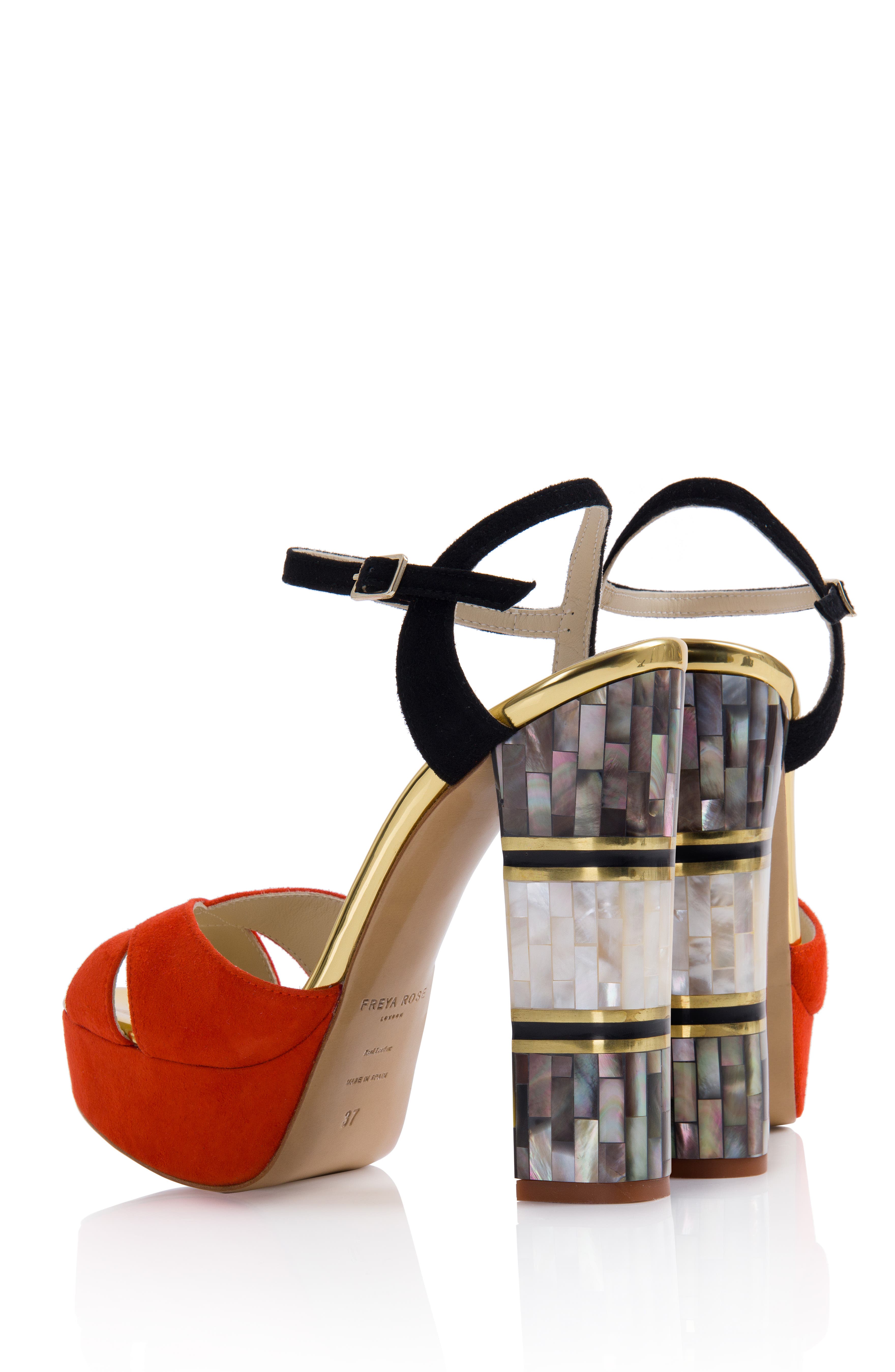 Freya Rose Suki Ankle Strap Pearl Heel Sandal, Alternate, color, Red