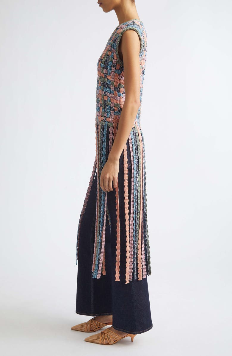 Ulla Johnson Victoria Macramé Knit Cotton Fringe Tank, Alternate, color, Sunweave