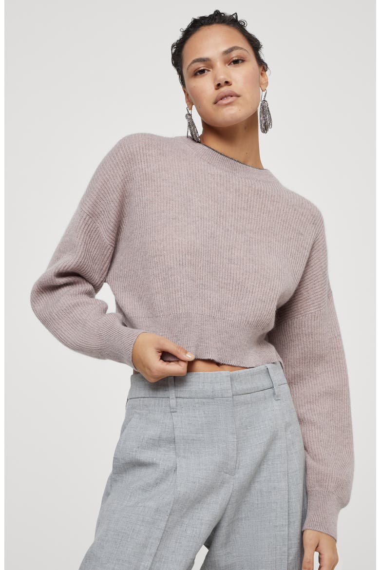 Crop sweater, Alternate, color, Antique Pink