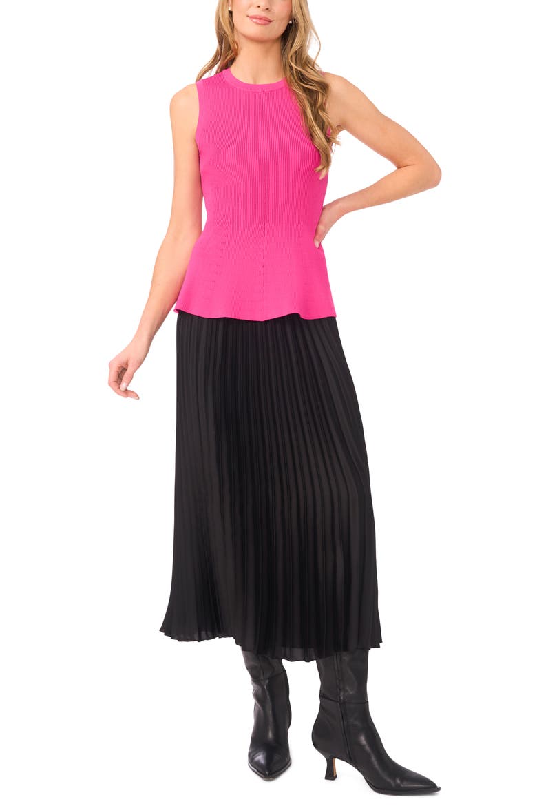 Sleeveless Peplum Rib Top, Alternate, color, ROSE VIOLET
