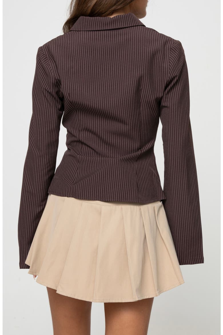 Anni Pinstripe Button-Up Shirt, Alternate, color, BROWN