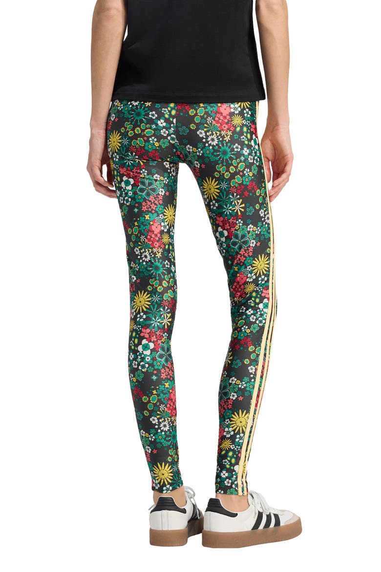 3S Floral Print Leggings, Alternate, color, BLACK/ BOLD GREEN