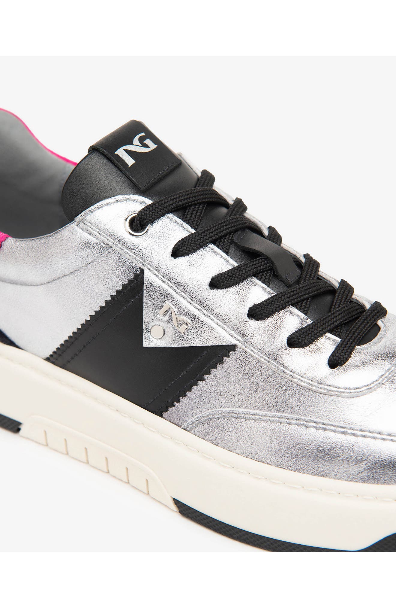 NeroGiardini Retro Sneaker, Alternate, color, Silver/ Pink