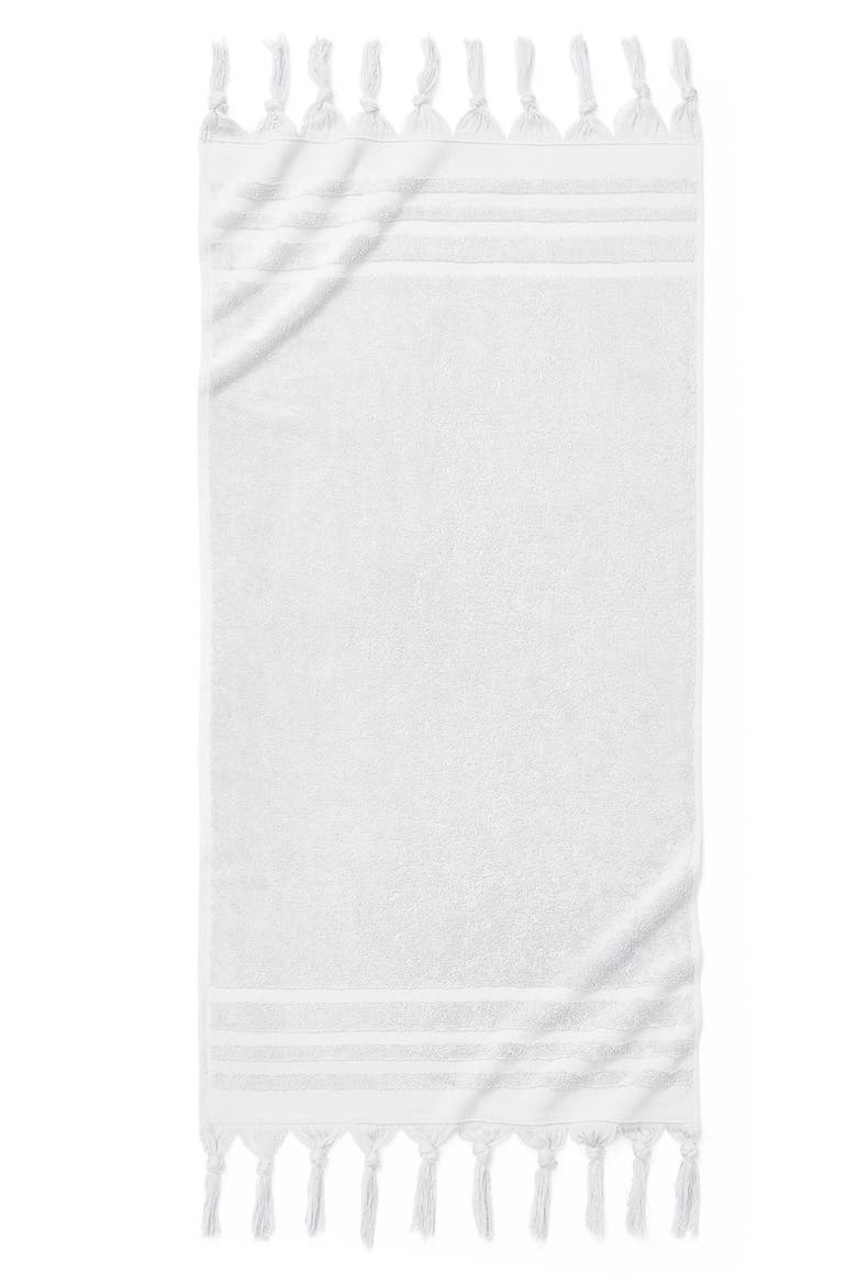 Ava Tied Fringe Bath Towel, Main, color, BRIGHT WHITE