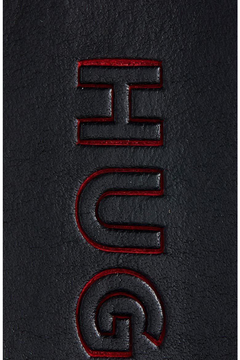 Gilroy Logo Debossed Leather Belt, Alternate, color, BLK