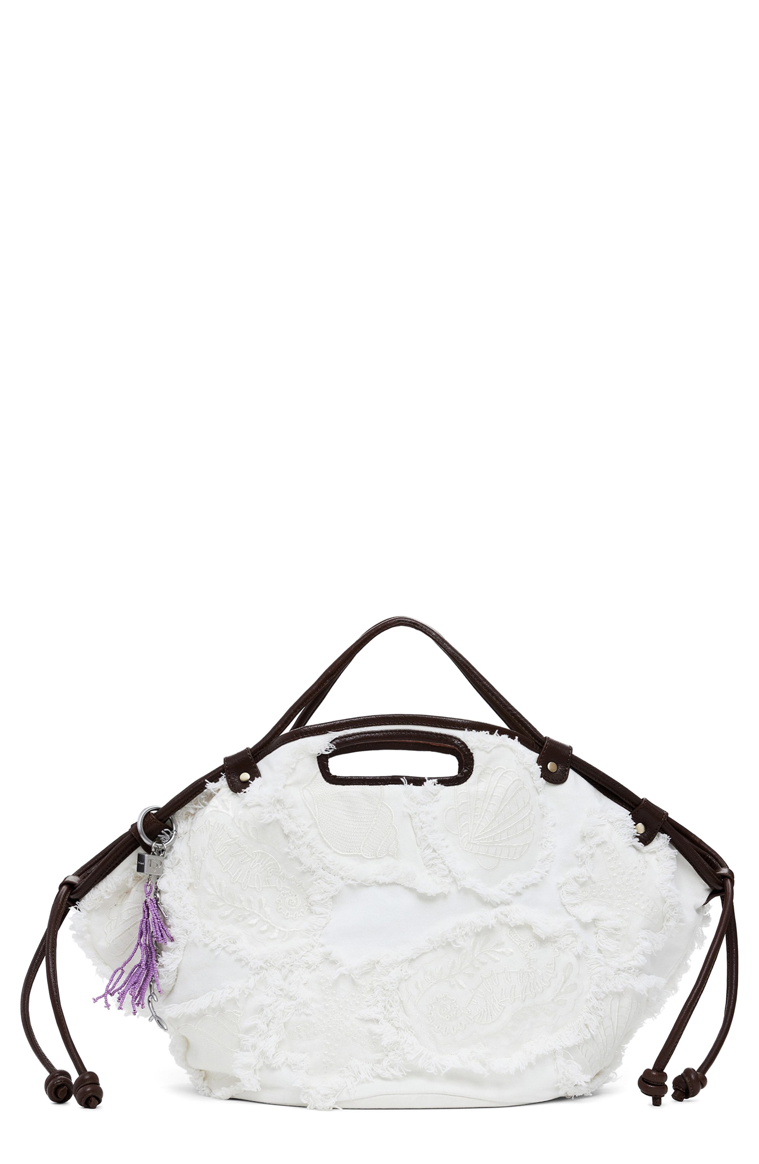 Desigual Raw Edge Detail Shopping Bag, Main, color, White