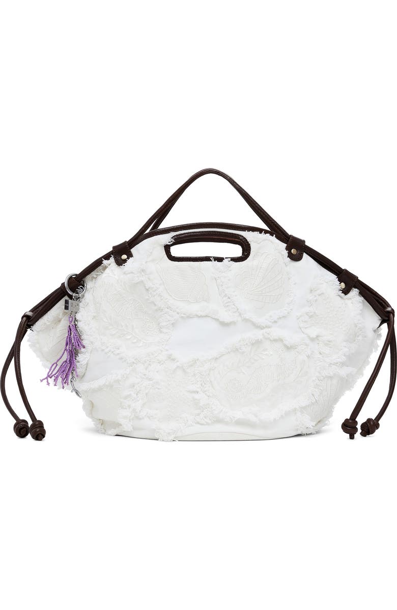 Desigual Raw Edge Detail Shopping Bag, Main, color, White