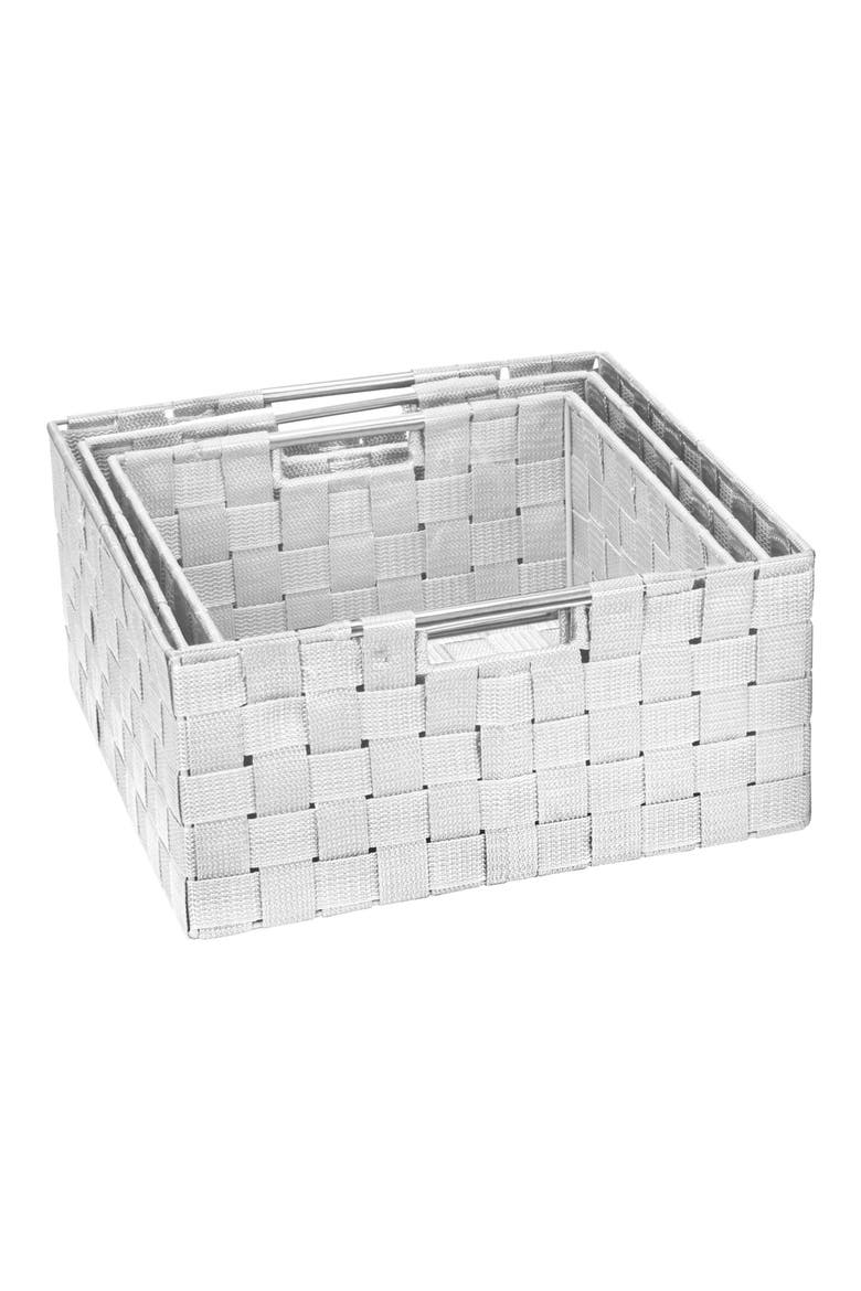 Weave 3-Piece Stacking Basket Set, Alternate, color, WHITE