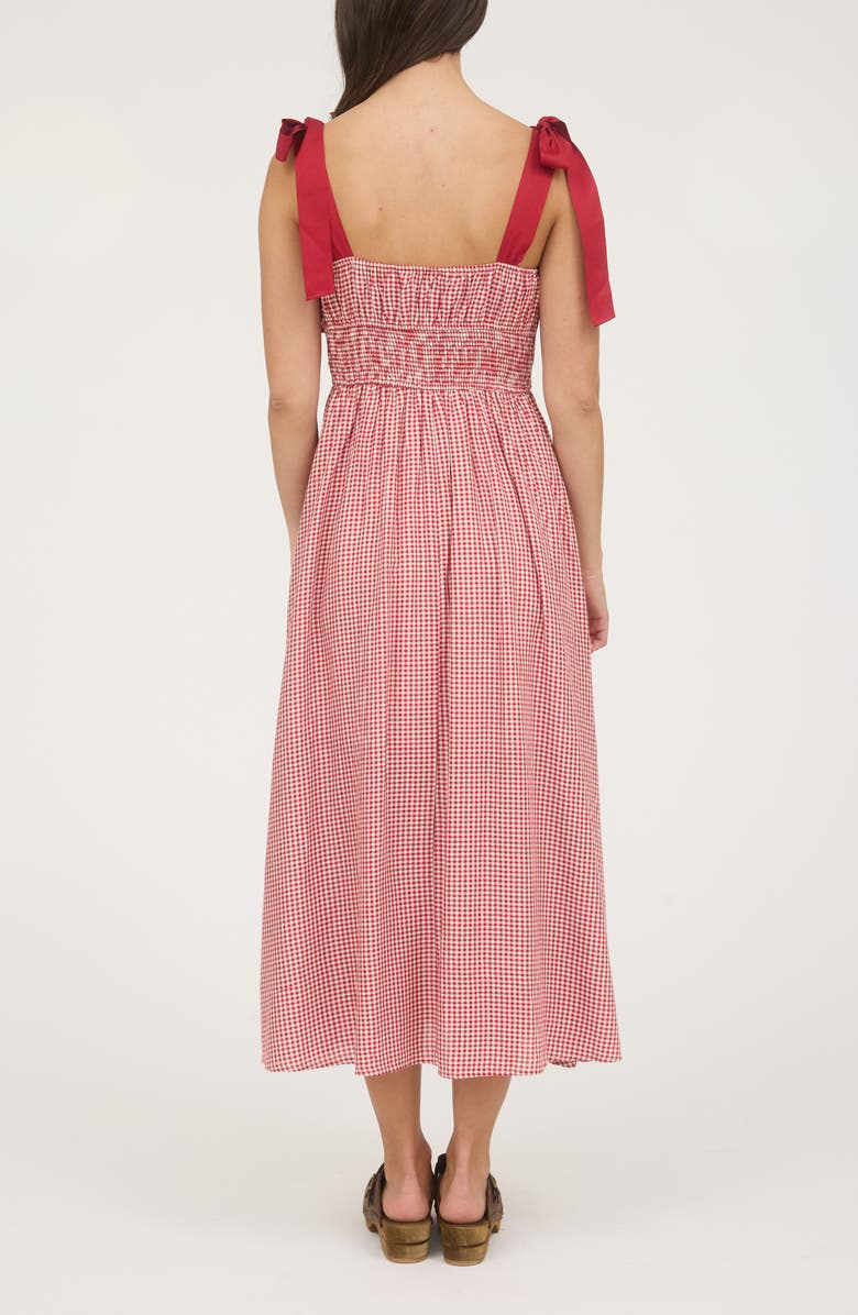 Blu Pepper Gingham Tie Strap Fit & Flare Sundress, Alternate, color, Red