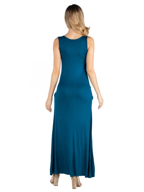 24seven Comfort Apparel Scoop Neck Sleeveless Maternity Maxi Dress With Pockets