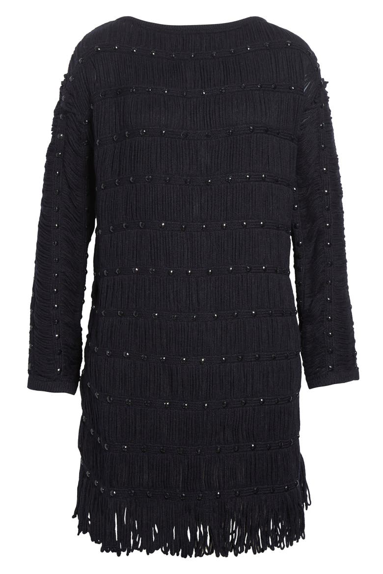 Notte Long Sleeve Merino Wool Blend Mini Sweater Dress, Alternate, color, MIDNIGHT