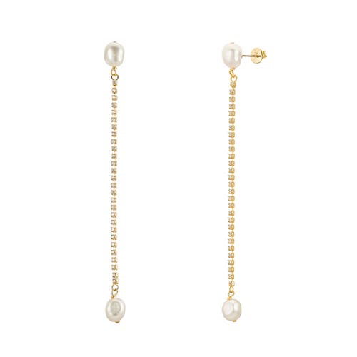 Untamed Petals Sarah Crystal And Pearl Drops In Gold