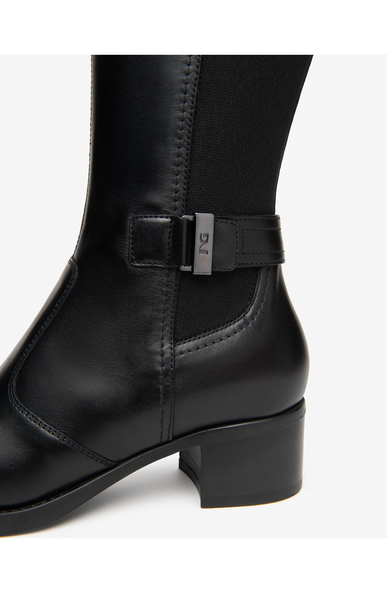 Block Heel Leather Knee High Boot, Alternate, color, BLACK