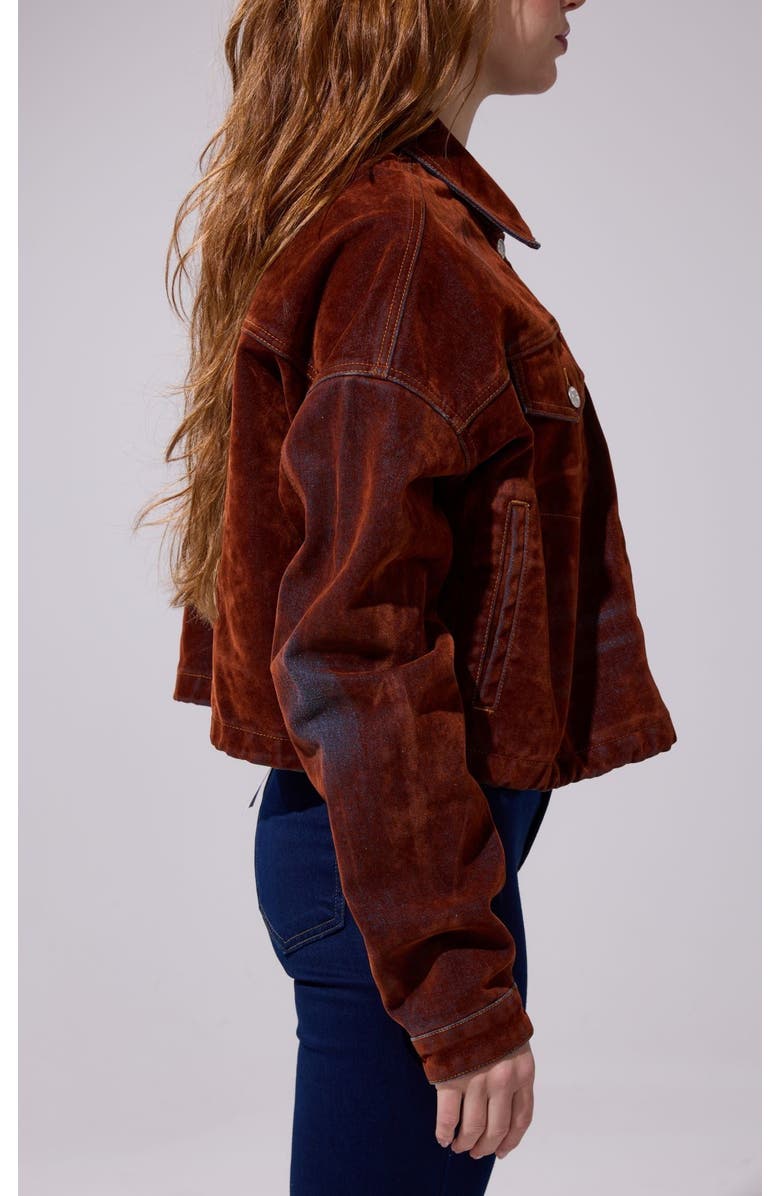 AZALEA WANG Sampson Velvet Denim Jacket, Alternate, color, Burnt Orange