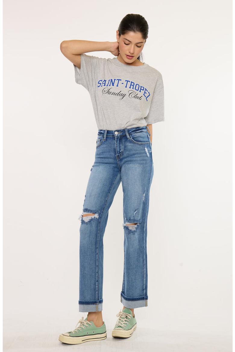 Carrie Essentials Mid Rise True Straight Jeans, Alternate, color, Medium Wash