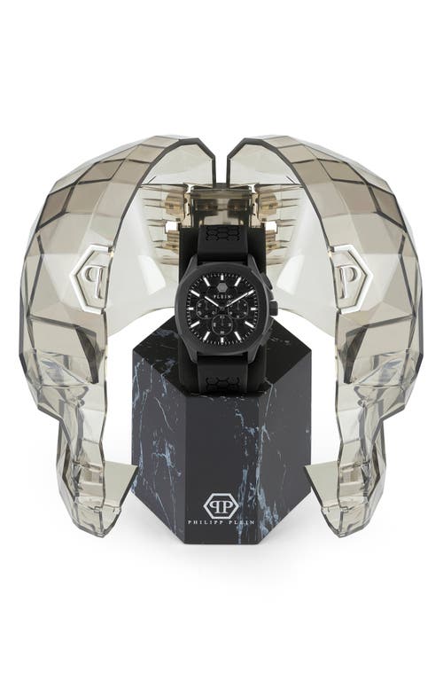 Philipp Plein Men's Chronograph Spectre Black Silicone Strap Watch 44mm