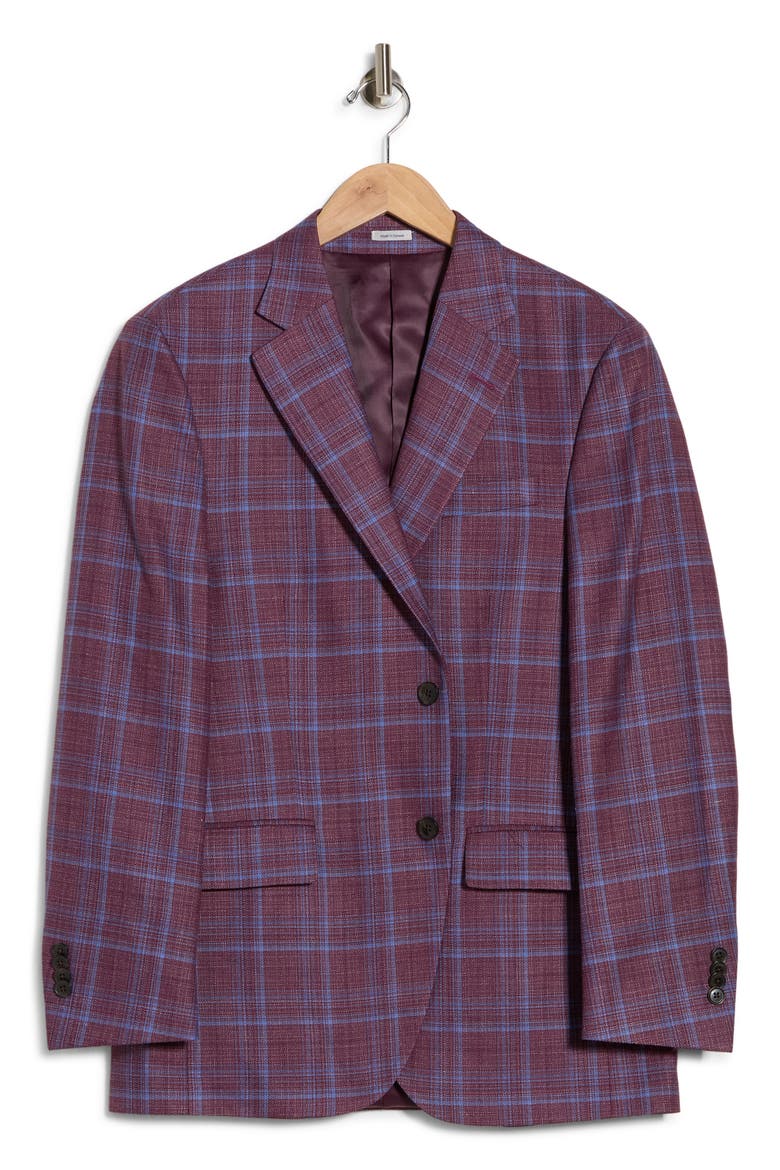 Mauve Plaid Wool Blend Sport Coat, Alternate, color, PURPLE
