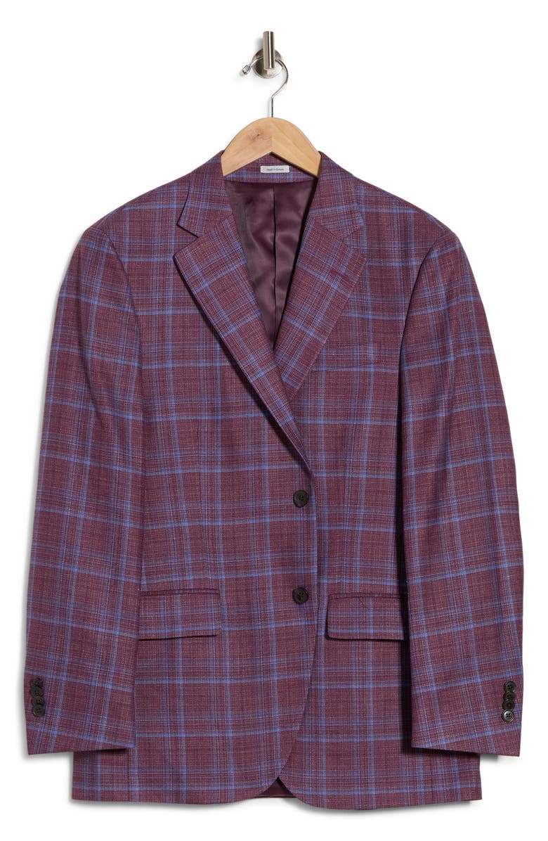 Peter Millar Mauve Plaid Wool Blend Sport Coat, Alternate, color, Purple