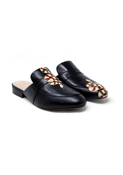 Alepel Women's Gold Snake Mule In Gold Snake