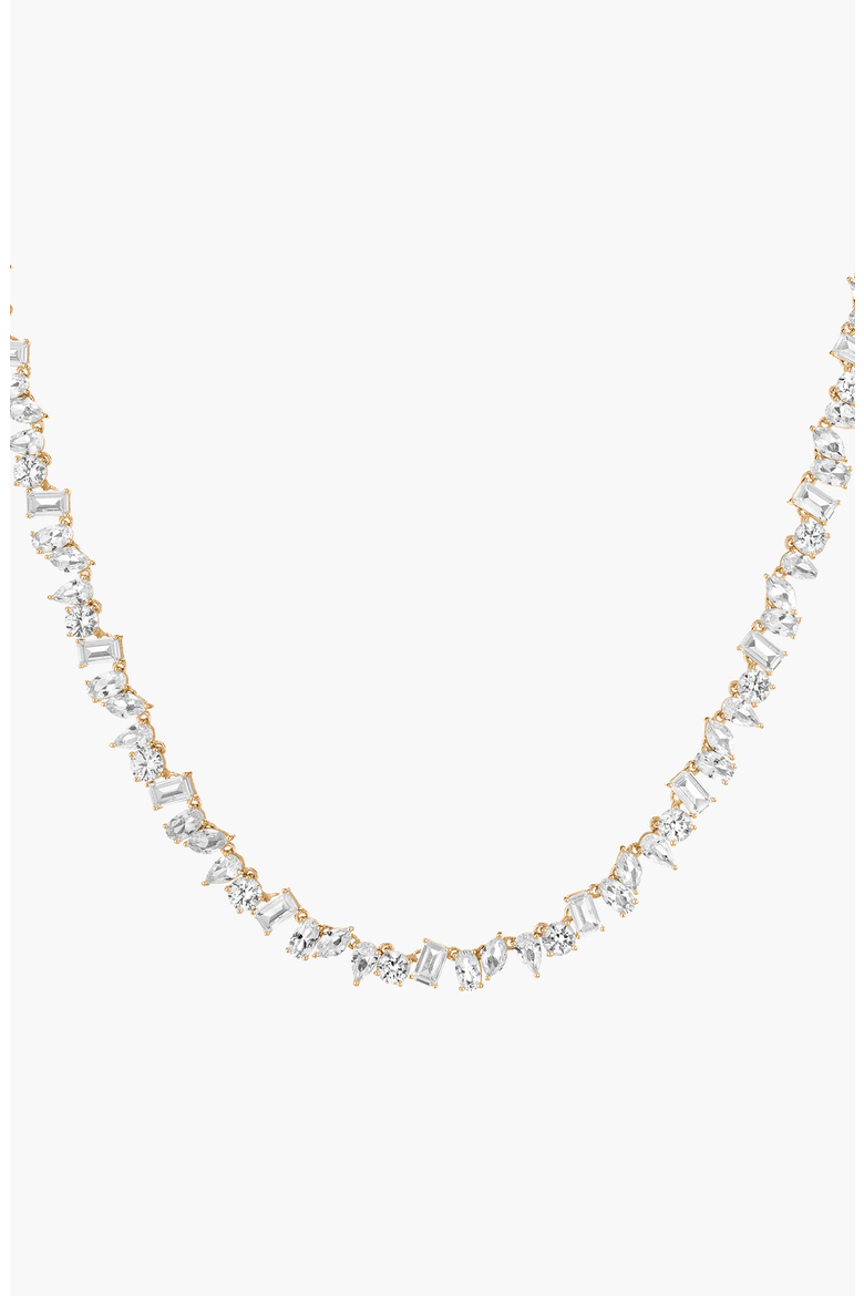 Lab Grown Sapphire Mixed Shape Tennis Necklace, Main, color, Yellow Gold Vermeil