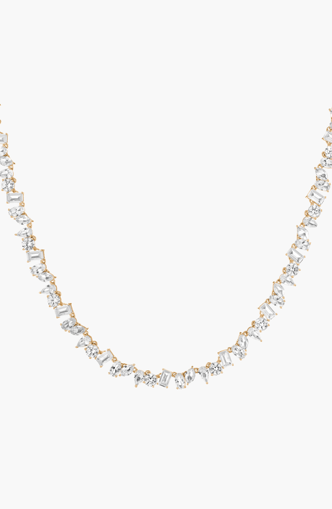 Lab Grown Sapphire Mixed Shape Tennis Necklace