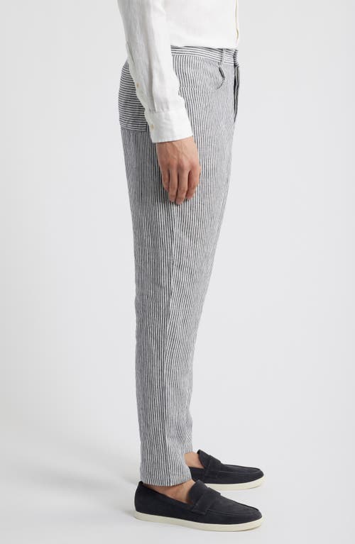 Alex Crane Cham Linen Straight Leg Pants In Lines