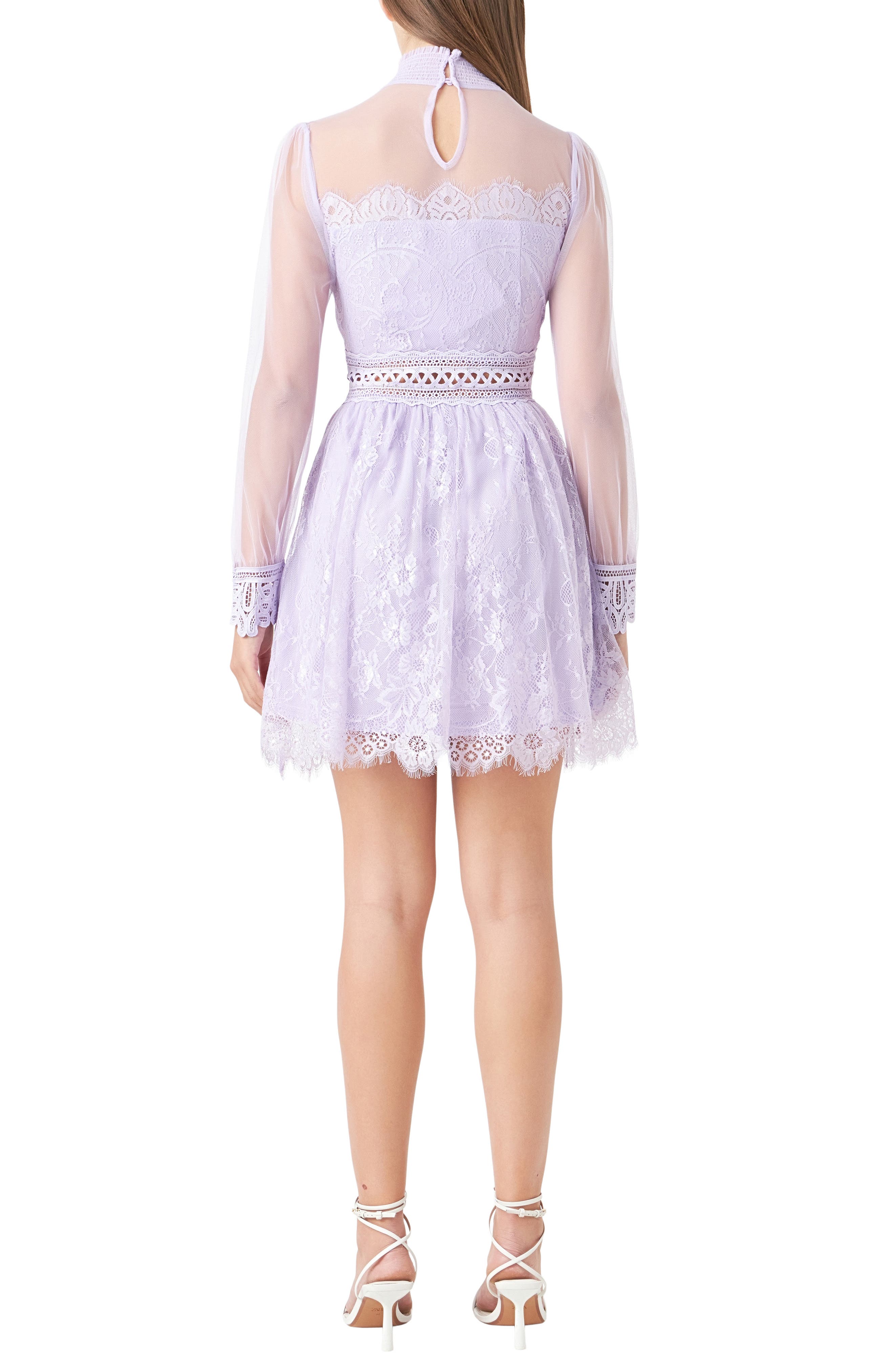 Mixed Lace Long Sleeve Cocktail Dress - image 4