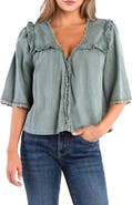 Billy T Juliet Lace & Ruffle Cotton Blend Top