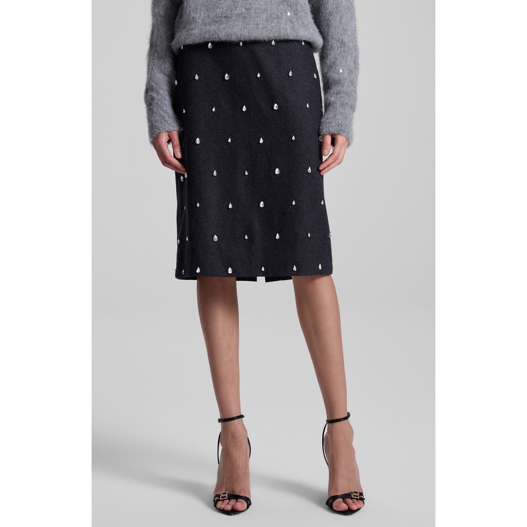A.l.c Opal Crystal-embellished Wool-blend Felt Pencil Skirt In Charcoal