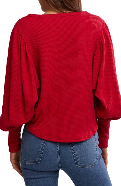 Free People Quinn Rib Henley Top In Red