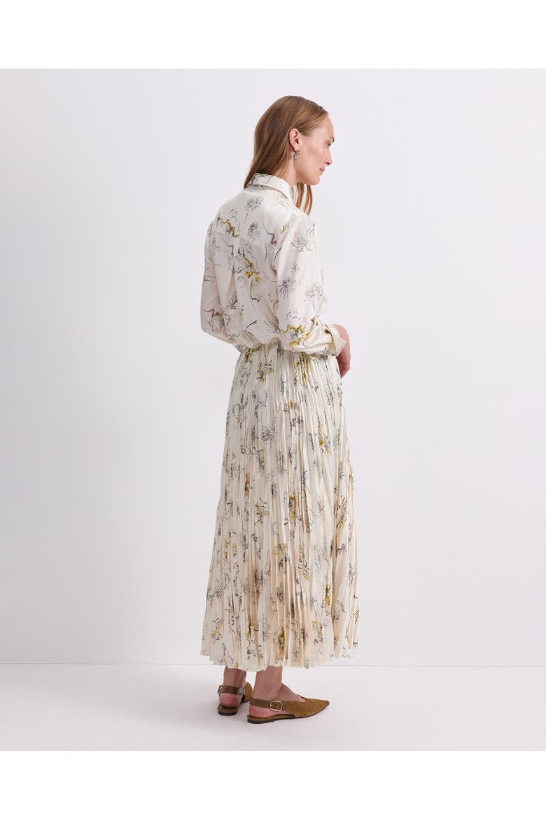 Yara Floral Pleated Midi Skirt, Alternate, color, Multi White