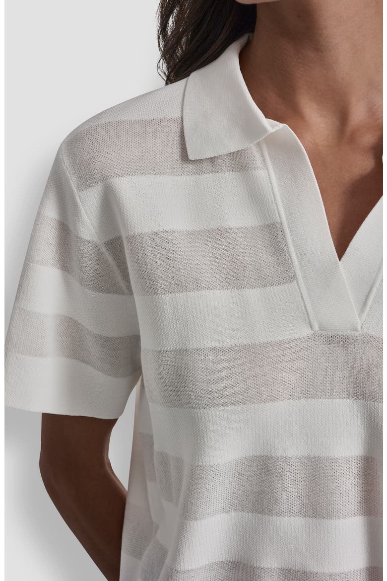 Sheer Stripe Polo, Alternate, color, IVORY