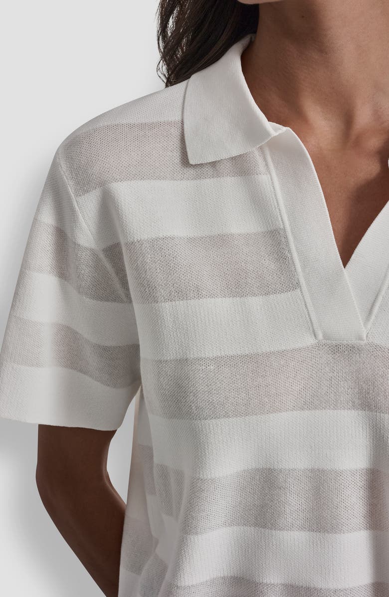 DKNY Sheer Stripe Polo, Alternate, color, Ivory