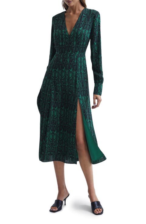 Greta Long Sleeve Snakeskin Print Dress