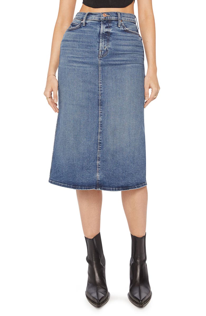 MOTHER The Swooner High Waist A-Line Denim Skirt, Main, color, 