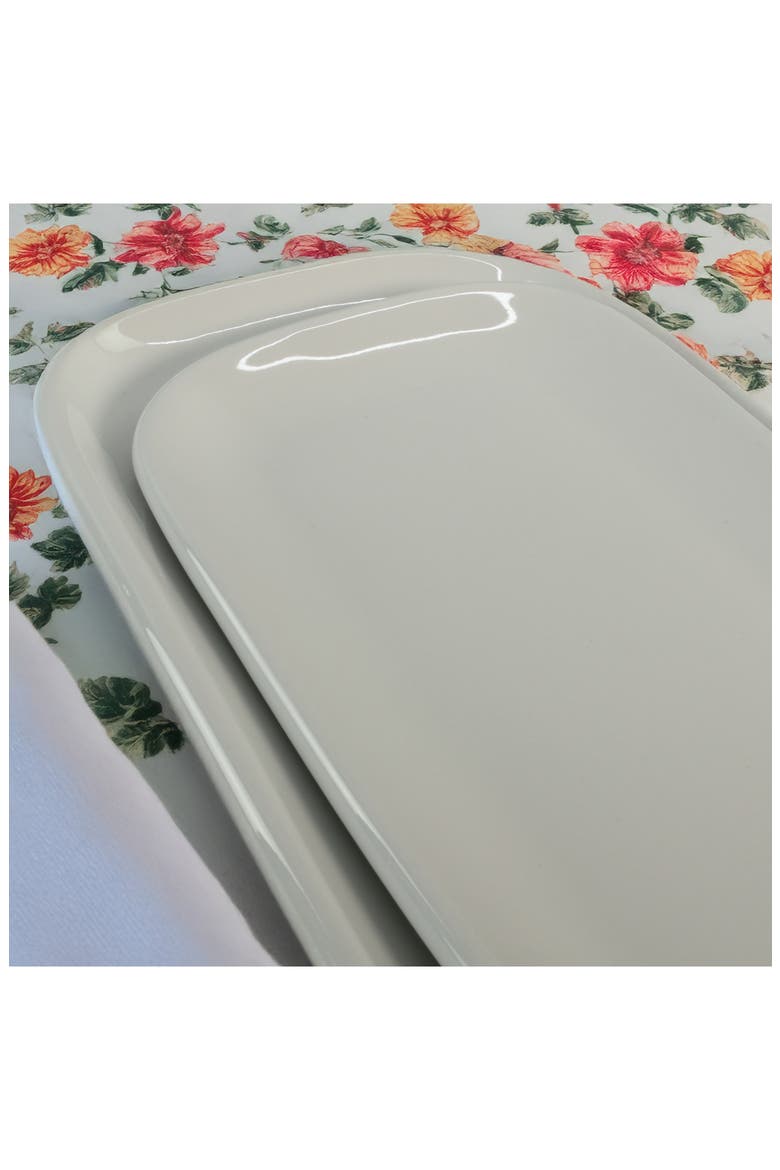 Set of 2 Assorted Impulse Rectangular Platters, Alternate, color, WHITE