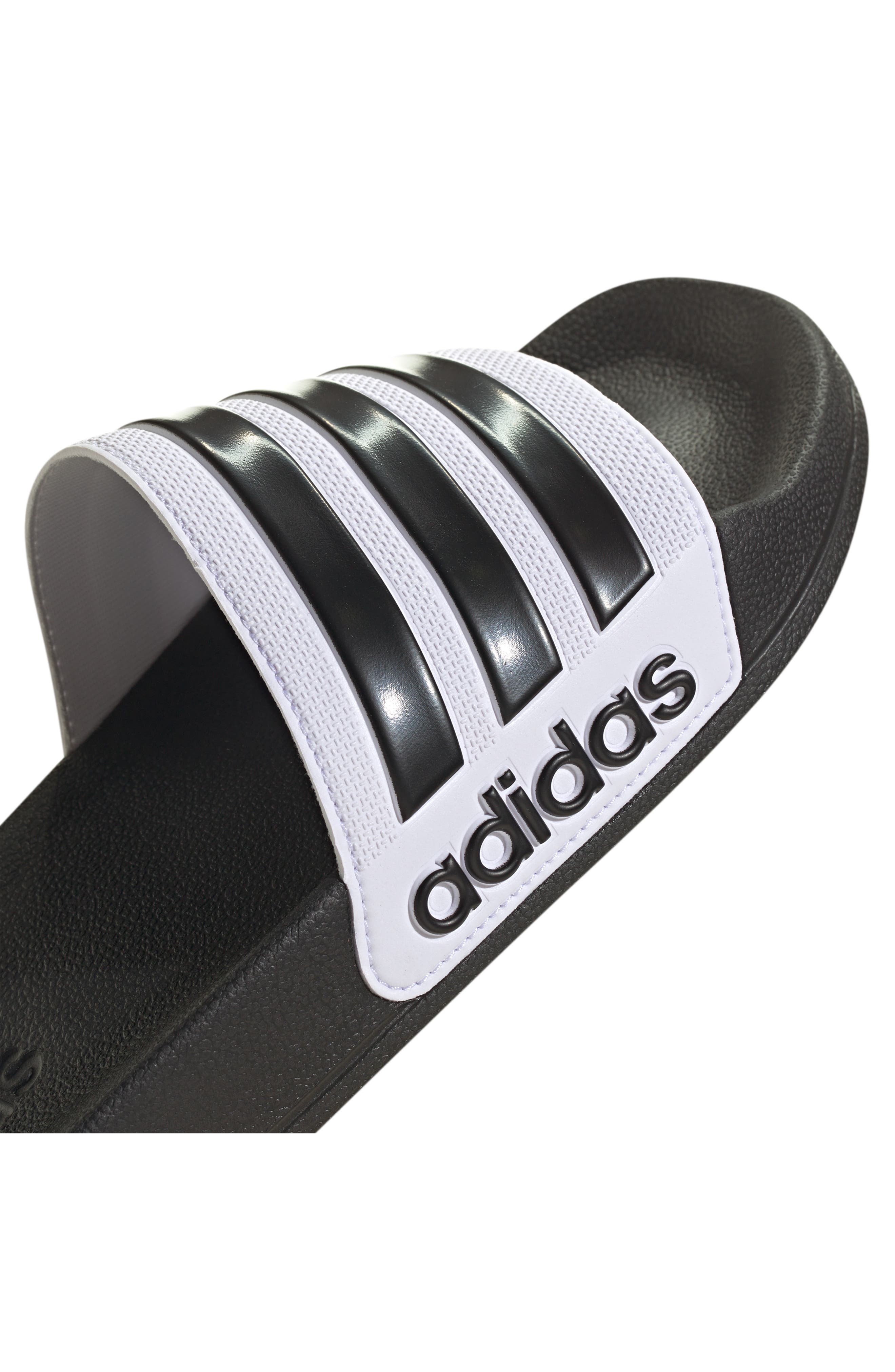 adidas Adilette Shower Slide Sandal, Alternate, color, White/ Black/ Black