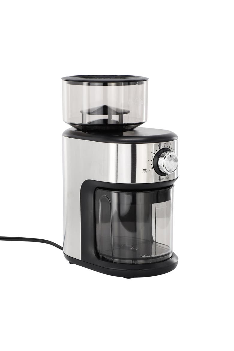 18 Cup Automatic Burr Grinder with Removable Bean Hopper, Main, color, Silver