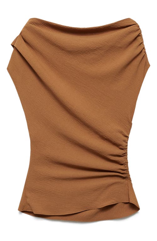 MANGO MANGO ASYMMETRIC OFF THE SHOULDER RUCHED TOP 