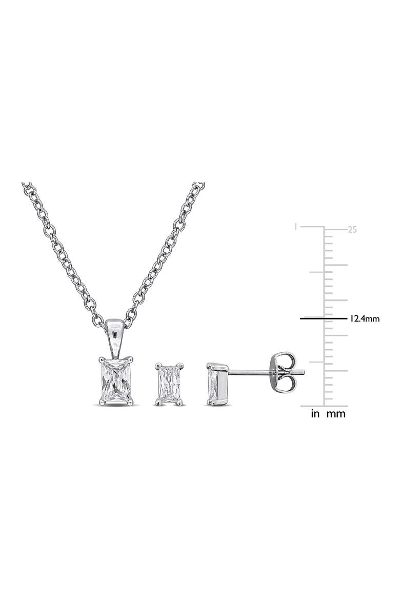 Rectangular Cubic Zirconia Earrings & Necklace Set, Alternate, color, WHITE