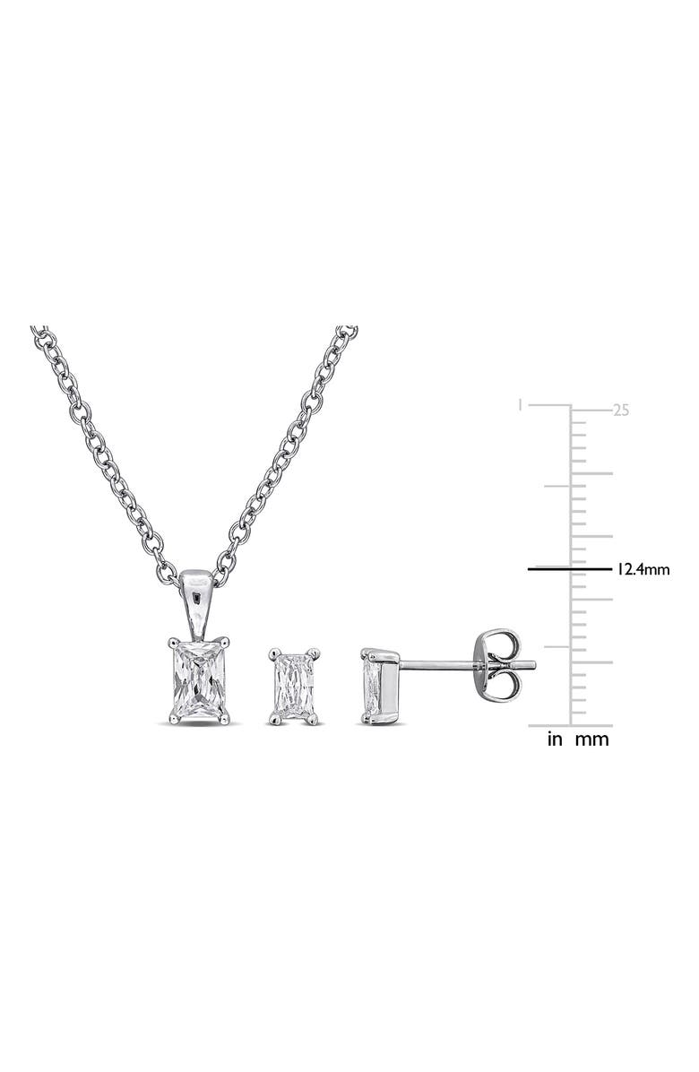 DELMAR Rectangular Cubic Zirconia Earrings & Necklace Set, Alternate, color, White