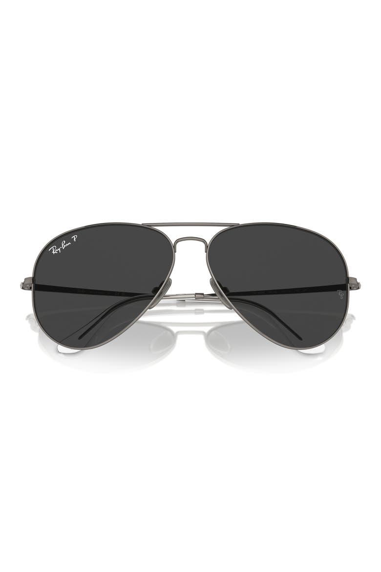 58mm Polarized Aviator Sunglasses, Main, color, GUNMETAL