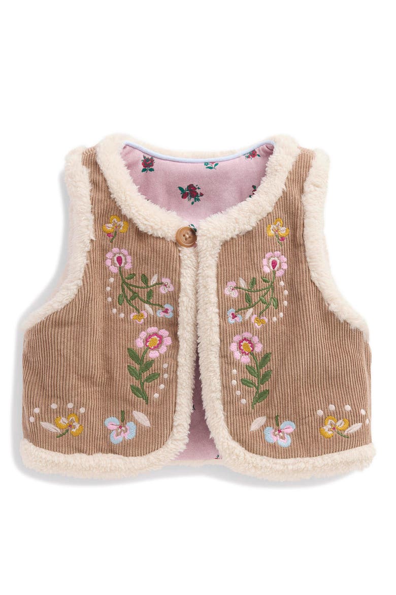 Kids' Embroidered Corduroy Gilet, Main, color, NEUTRAL EMBROIDERED