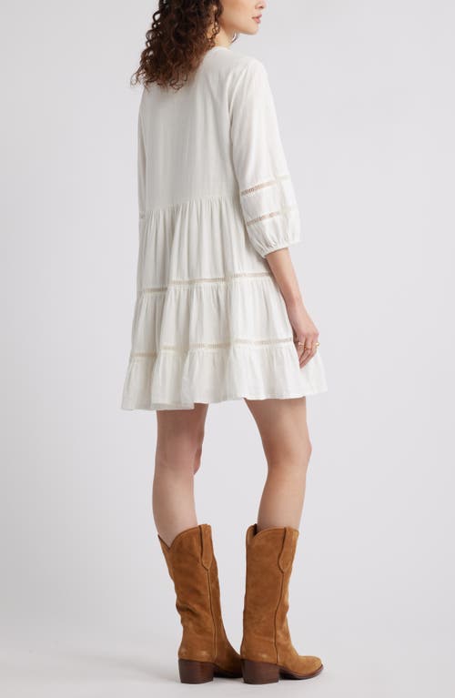 Shop Treasure & Bond Ladder Stitch Accent Linen Blend Tiered Minidress