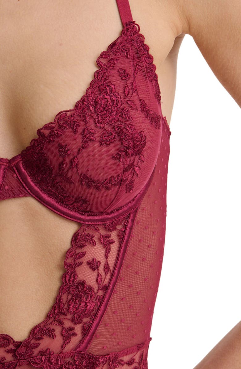 Kat The Label Nicolette Underwire Lace & Tulle Teddy, Alternate, color, 