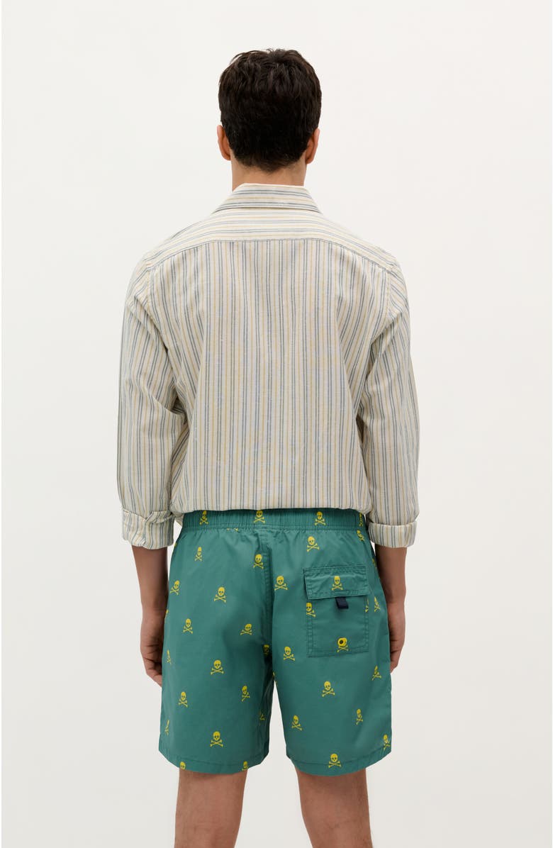 Scalpers Neon Skull Swimsuit, Alternate, color, Khaki