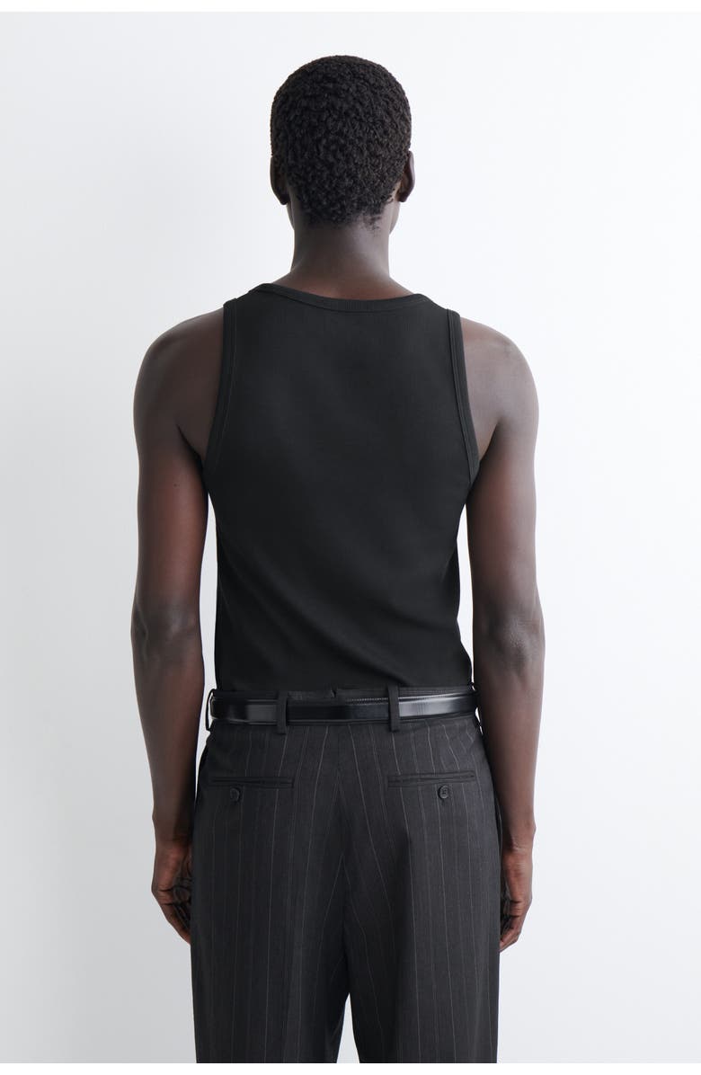 COS Slim Ribbed Cotton Tank Top, Alternate, color, Black