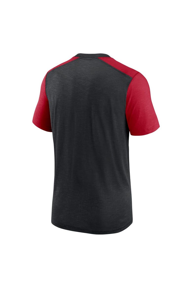 Men's Nike Heathered Black/Heathered Red Atlanta Falcons Color Block Team Name T-Shirt, Alternate, color, Heather Black